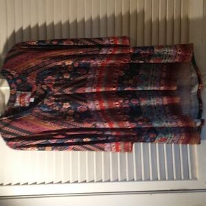 SALE Johnny Was LA boho 3/4 sleeve red blue geo floral jersey top size small